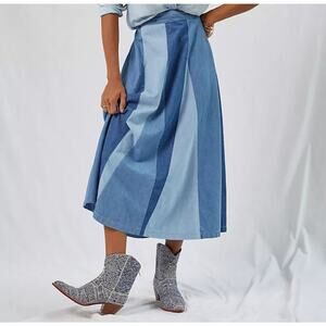 Anthropologie Blue Midi Skirt